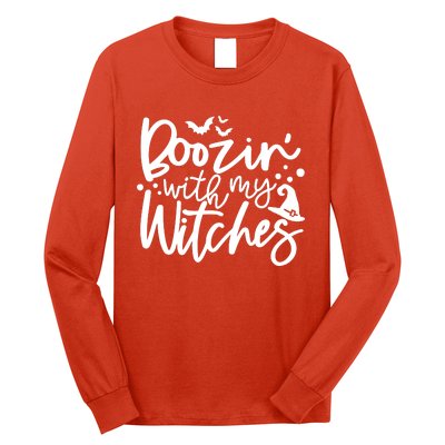 Boozin With My Witches Spooky Halloween Long Sleeve Shirt