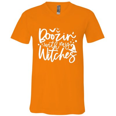 Boozin With My Witches Spooky Halloween V-Neck T-Shirt