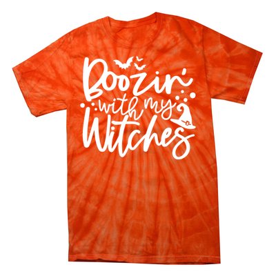 Boozin With My Witches Spooky Halloween Tie-Dye T-Shirt