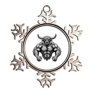 Bull With Muscles Taurus Workout Gym Metallic Star Ornament