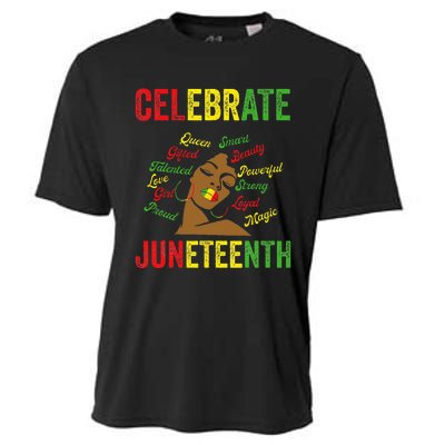 Black Women Messy Bun Juneteenth Celebrate Indepedence Day Cooling Performance Crew T-Shirt