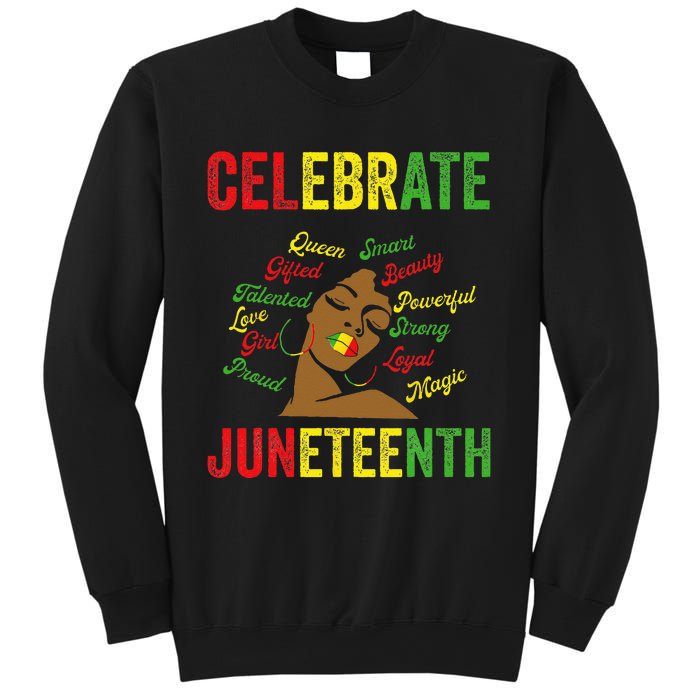 Black Women Messy Bun Juneteenth Celebrate Indepedence Day Sweatshirt