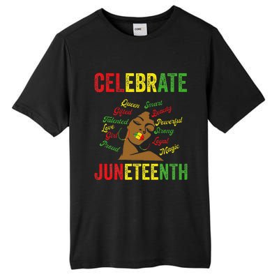 Black Women Messy Bun Juneteenth Celebrate Indepedence Day Tall Fusion ChromaSoft Performance T-Shirt