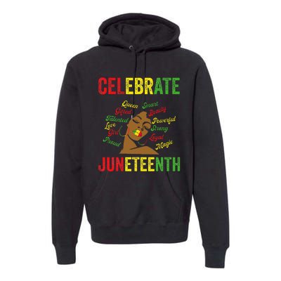 Black Women Messy Bun Juneteenth Celebrate Indepedence Day Premium Hoodie