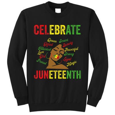 Black Women Messy Bun Juneteenth Celebrate Indepedence Day Tall Sweatshirt