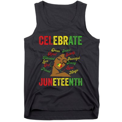 Black Women Messy Bun Juneteenth Celebrate Indepedence Day Tank Top