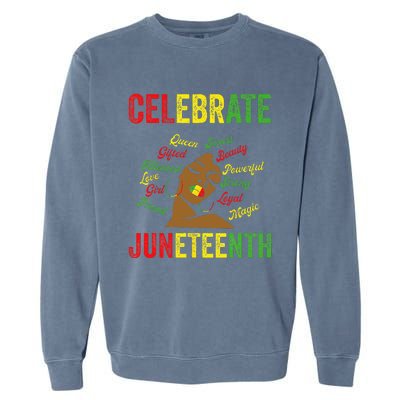 Black Women Messy Bun Juneteenth Celebrate Indepedence Day Garment-Dyed Sweatshirt