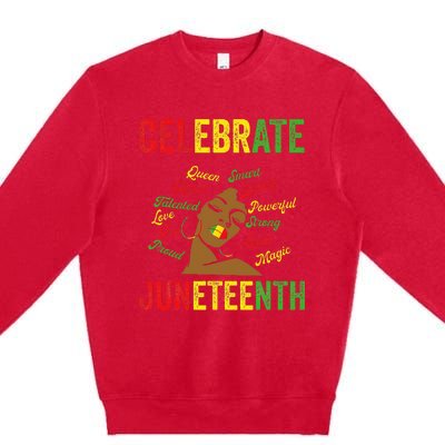 Black Women Messy Bun Juneteenth Celebrate Indepedence Day Premium Crewneck Sweatshirt