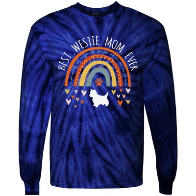 Best Westie Mom Ever Rainbow Gifts For Westie Lover Dog Mama Tie-Dye Long Sleeve Shirt