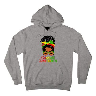 Black Wo Messy Bun Juneteenth Celebrate Indepedence Day Tall Hoodie