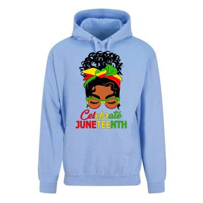 Black Wo Messy Bun Juneteenth Celebrate Indepedence Day Unisex Surf Hoodie