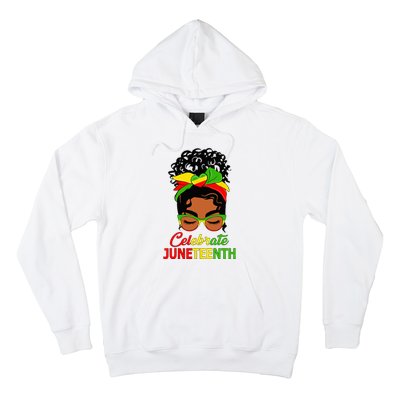 Black Wo Messy Bun Juneteenth Celebrate Indepedence Day Hoodie