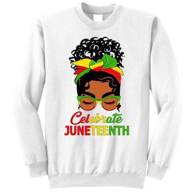 Black Wo Messy Bun Juneteenth Celebrate Indepedence Day Sweatshirt