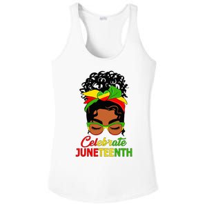 Black Wo Messy Bun Juneteenth Celebrate Indepedence Day Ladies PosiCharge Competitor Racerback Tank