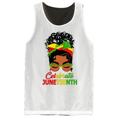 Black Wo Messy Bun Juneteenth Celebrate Indepedence Day Mesh Reversible Basketball Jersey Tank