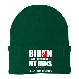 Biden Will Never Get My Guns I Keep Them Upstairs Knit Cap Winter Beanie