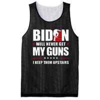 Biden Will Never Get My Guns I Keep Them Upstairs Mesh Reversible Basketball Jersey Tank