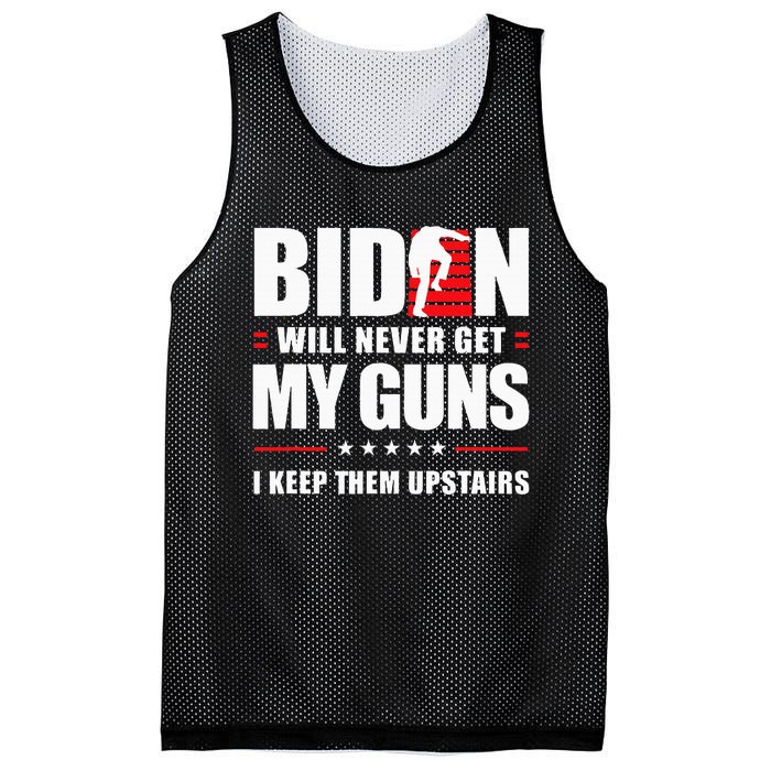 Biden Will Never Get My Guns I Keep Them Upstairs Mesh Reversible Basketball Jersey Tank