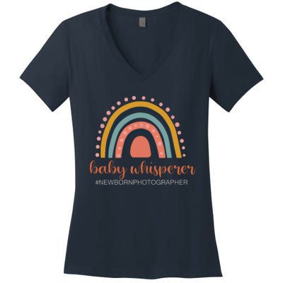 Baby Whisperer Newborn Photographer Rainbow Photographer Women's V-Neck T-Shirt