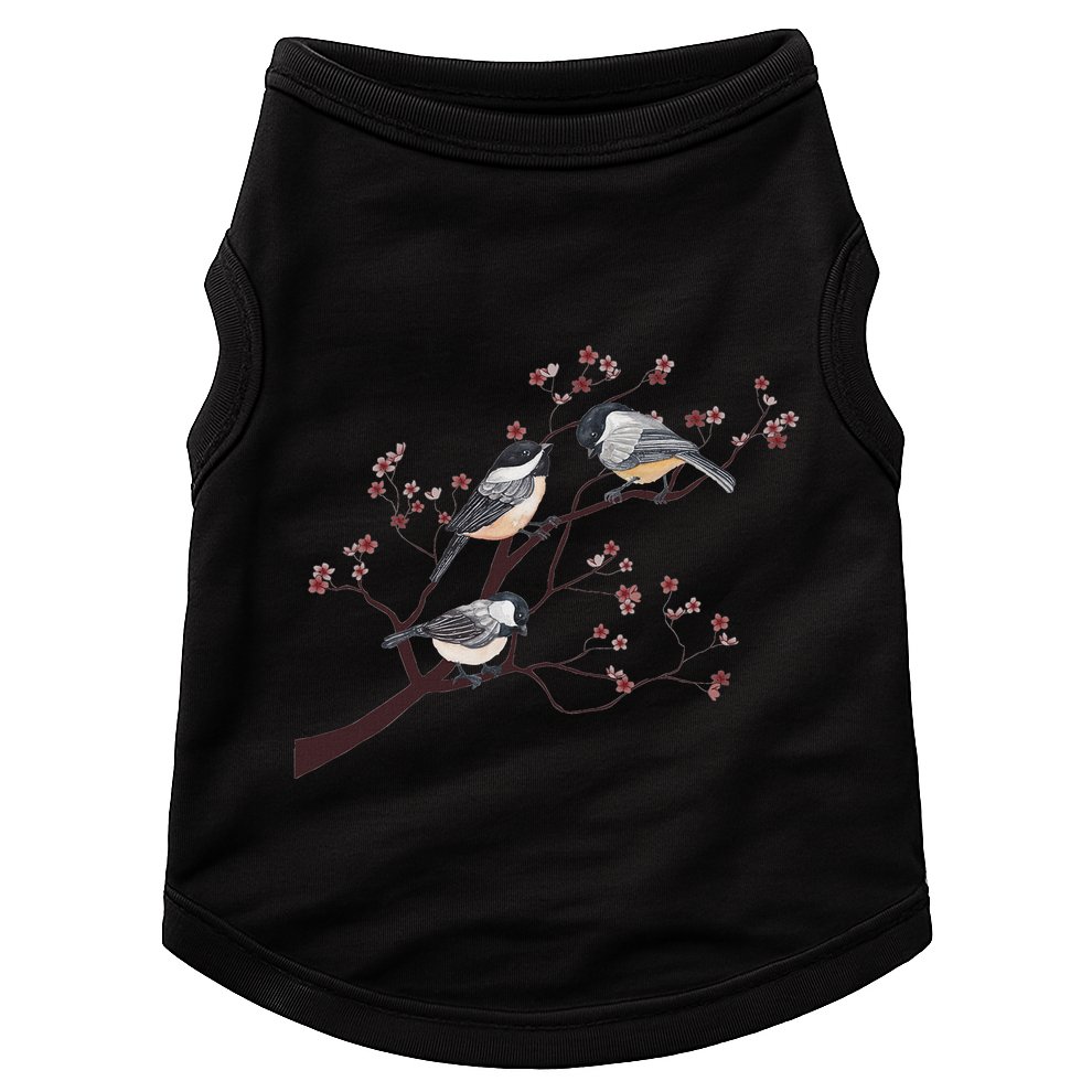 Bird Watching Nature Animal Vintage Blossom Chickadee Doggie Tank