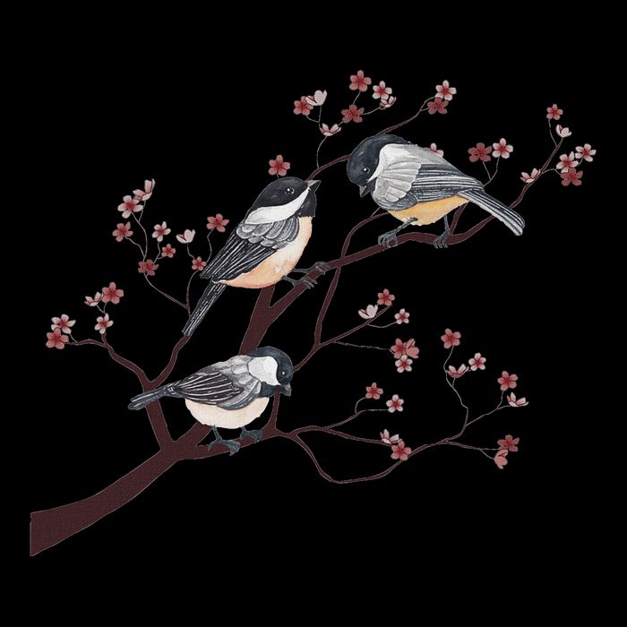 Bird Watching Nature Animal Vintage Blossom Chickadee Doggie Tank