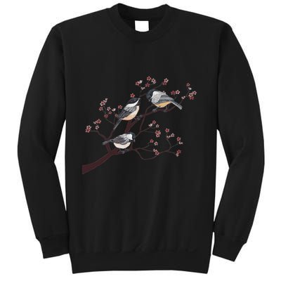 Bird Watching Nature Animal Vintage Blossom Chickadee Sweatshirt