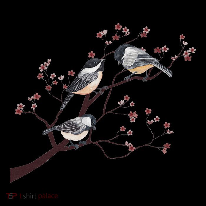 Bird Watching Nature Animal Vintage Blossom Chickadee Tall T-Shirt