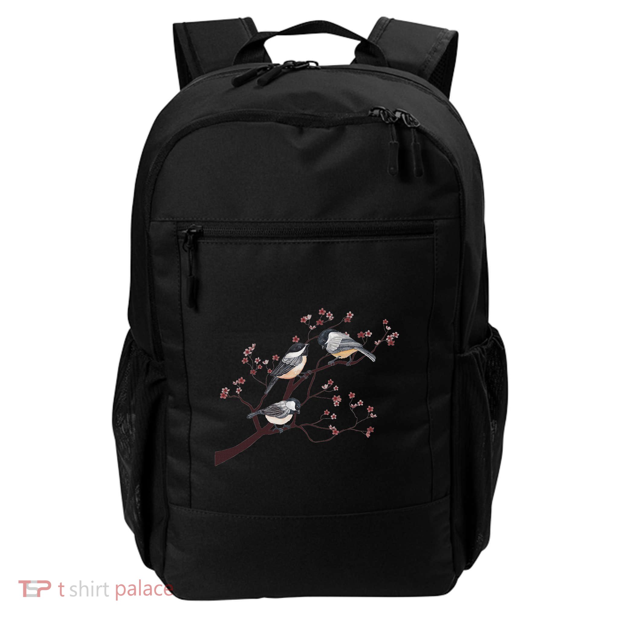 Bird Watching Nature Animal Vintage Blossom Chickadee Backpack