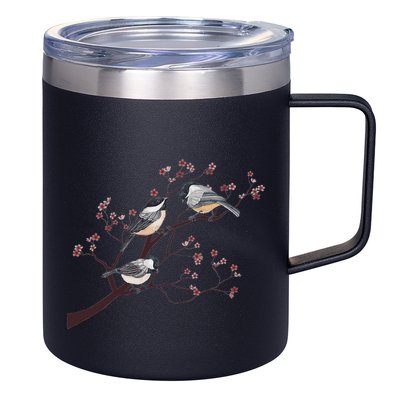 Bird Watching Nature Animal Vintage Blossom Chickadee 12oz Stainless Steel Coffee Mug