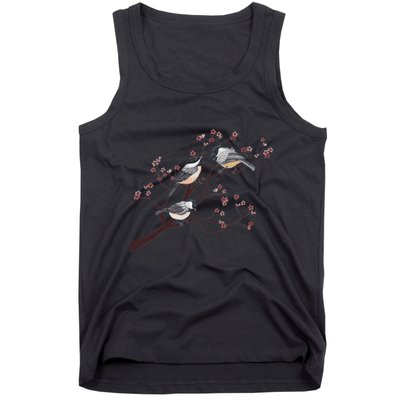 Bird Watching Nature Animal Vintage Blossom Chickadee Tank Top