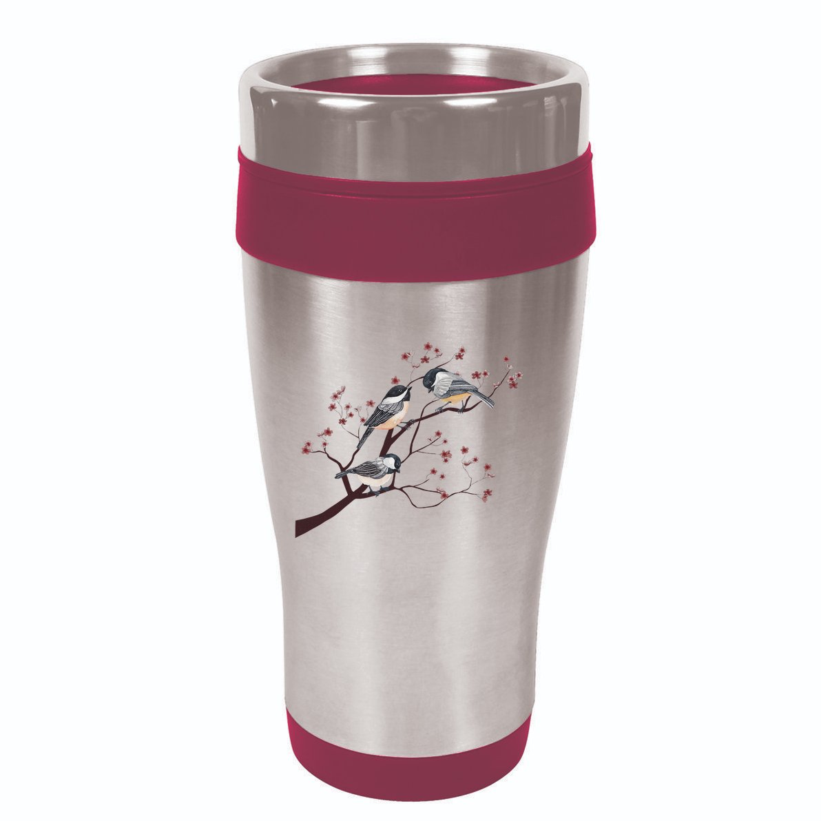 Bird Watching Nature Animal Vintage Blossom Chickadee 16oz Travel Tumbler