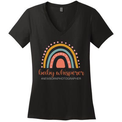 Baby Whisperer Newborn Photographer Rainbow Photographer Women's V-Neck T-Shirt