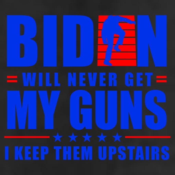 Biden Will Never Take My Guns Away I Keep Them Upstairs 7 Panel Mesh Trucker Snapback Hat