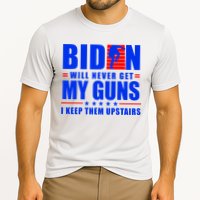 Biden Will Never Take My Guns Away I Keep Them Upstairs Cooling Performance Crew T-Shirt
