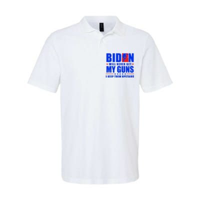 Biden Will Never Take My Guns Away I Keep Them Upstairs Softstyle Adult Sport Polo