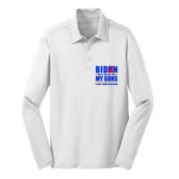 Biden Will Never Take My Guns Away I Keep Them Upstairs Silk Touch Performance Long Sleeve Polo