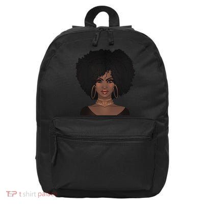 Black Woman Natural Afro Hair 16 in Basic Backpack