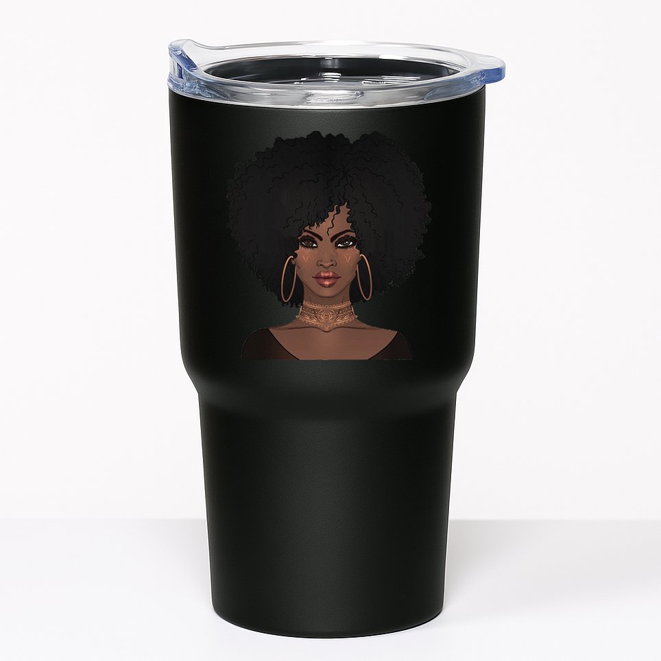 Black Woman Natural Afro Hair Tumbler