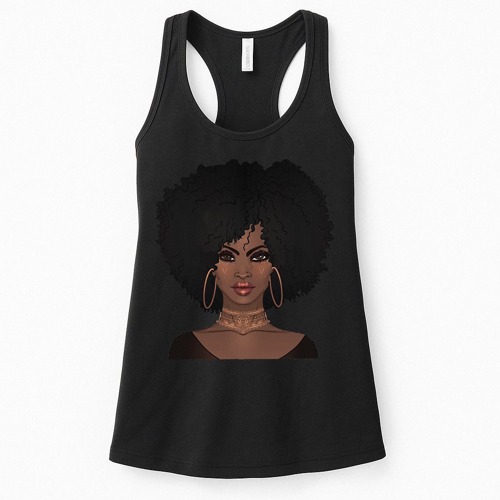 Black Woman Natural Afro Hair Womens Tank Top