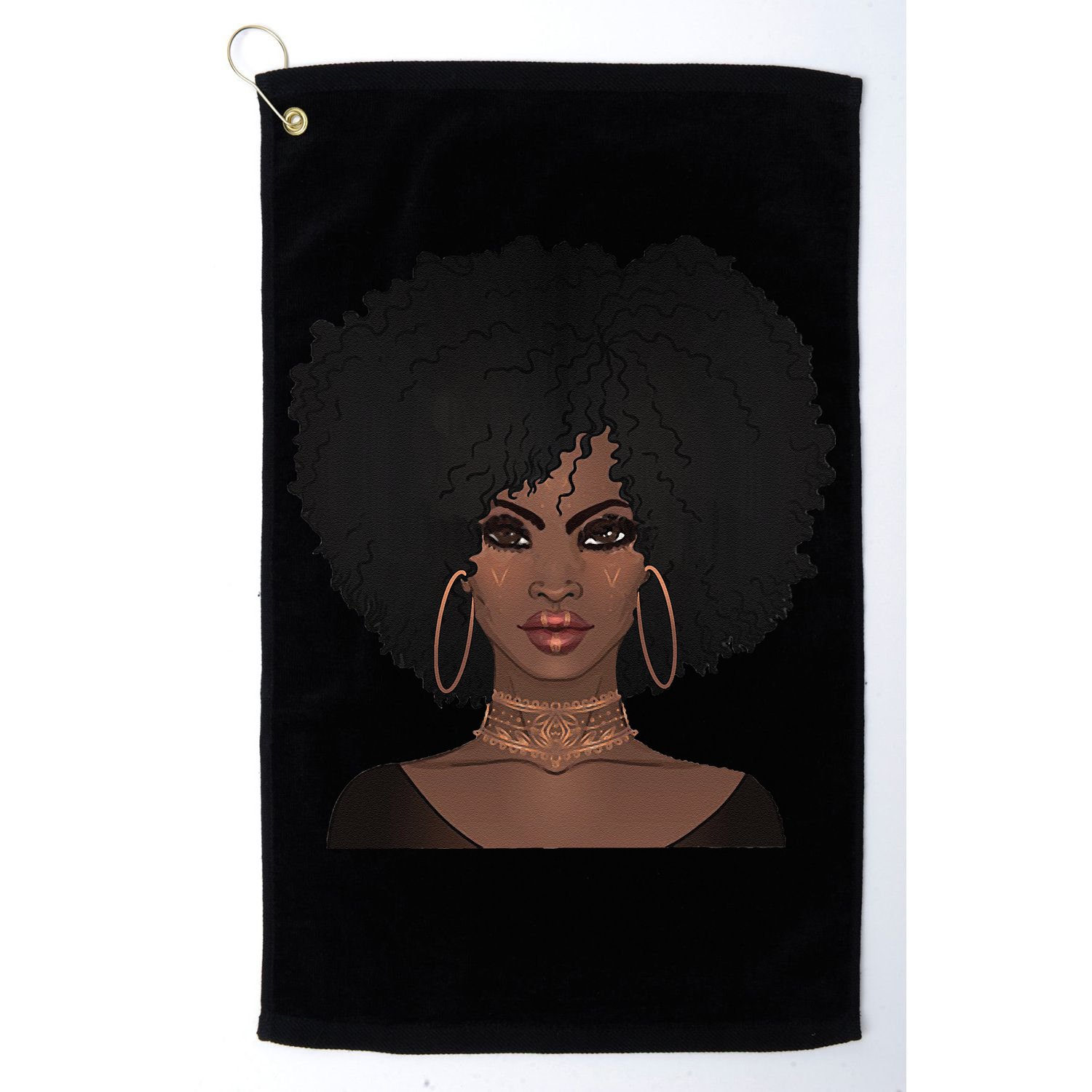 Black Woman Natural Afro Hair Golf Towel