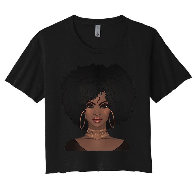 Black Woman Natural Afro Hair Crop Top