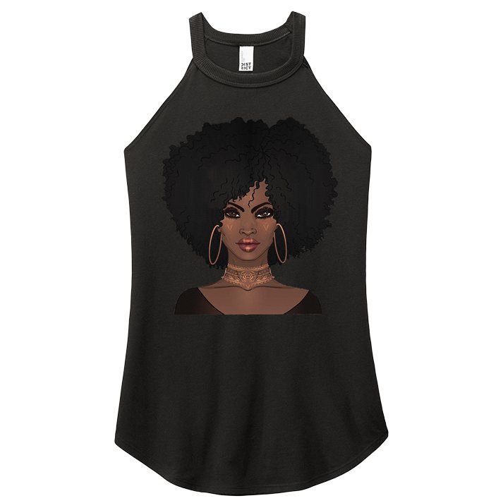 Black Woman Natural Afro Hair Women's Perfect Tri Rocker Tank