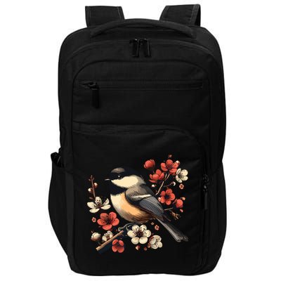 Bird Watching Nature Animal Vintage Blossom Chickadee Impact Tech Backpack