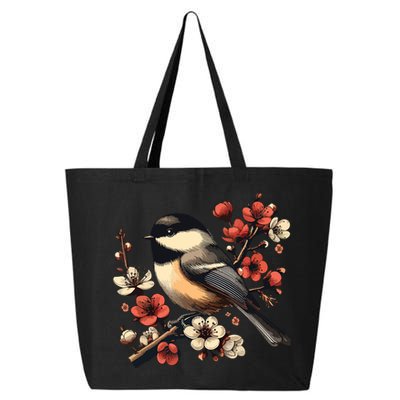 Bird Watching Nature Animal Vintage Blossom Chickadee 25L Jumbo Tote