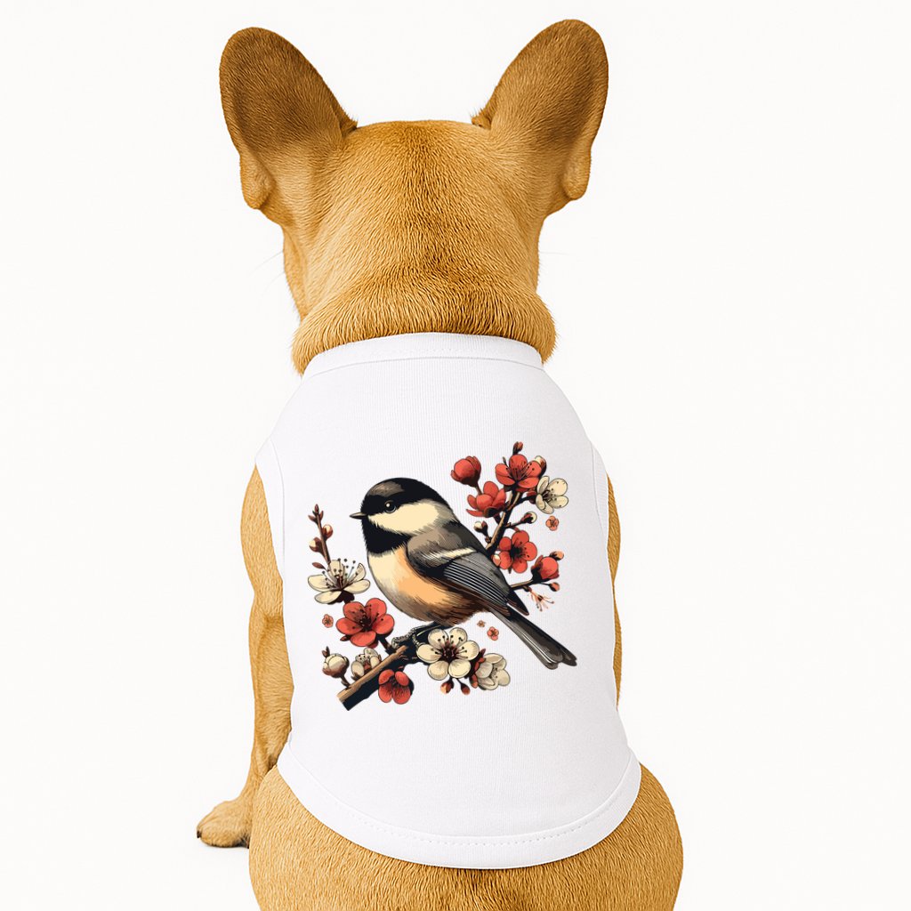 Bird Watching Nature Animal Vintage Blossom Chickadee Doggie Tank