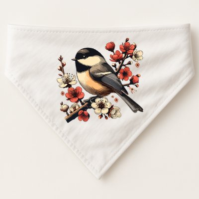 Bird Watching Nature Animal Vintage Blossom Chickadee USA-Made Doggie Bandana