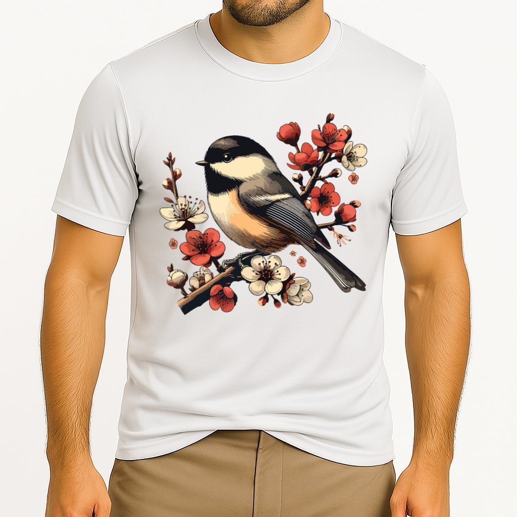 Bird Watching Nature Animal Vintage Blossom Chickadee Cooling Performance Crew T-Shirt