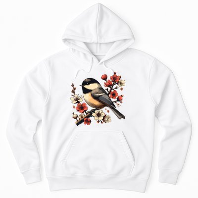 Bird Watching Nature Animal Vintage Blossom Chickadee Hoodie
