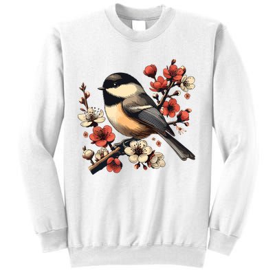 Bird Watching Nature Animal Vintage Blossom Chickadee Sweatshirt