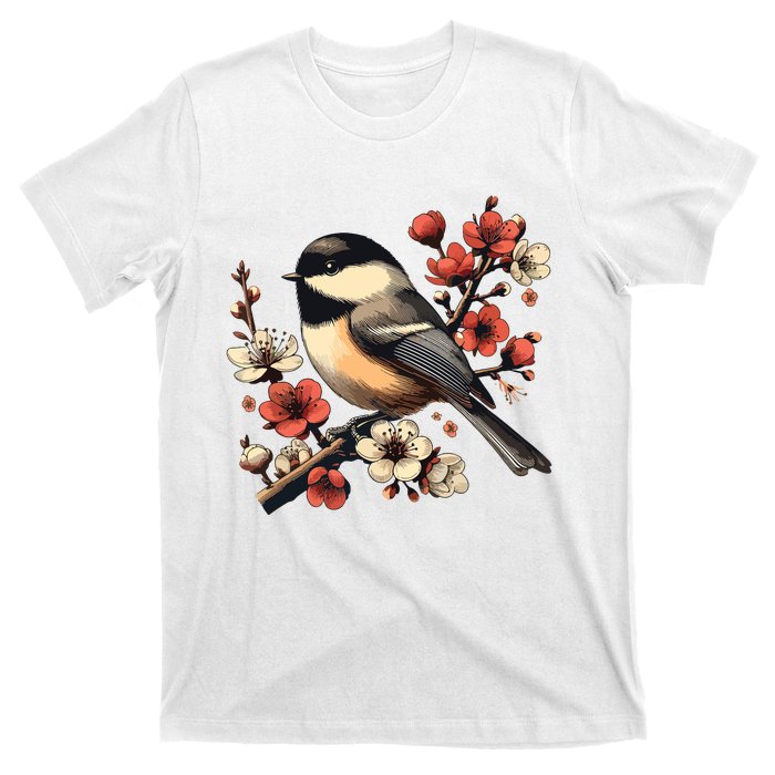 Bird Watching Nature Animal Vintage Blossom Chickadee T-Shirt